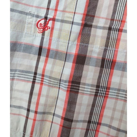 South Pole Button Down Men's Brown and Gold Plaid Short Sleeve Shirt (L) - Picture 5 of 8